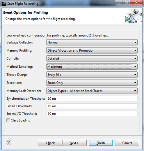 Event Options for Profiling