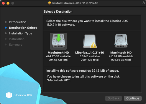 Choose Install Location screen